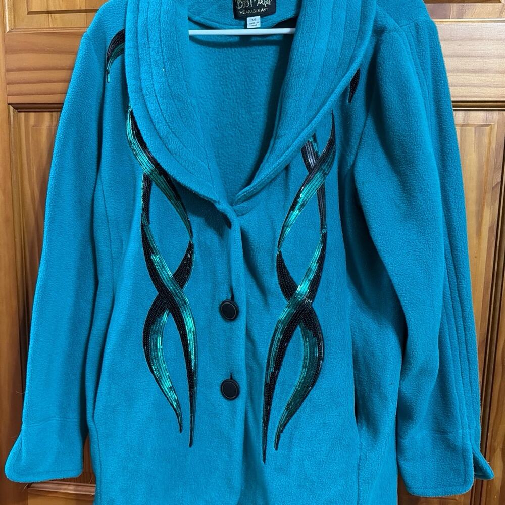 Bob Mackie Wearable art Green sparkling Cardigan (warm) Size M